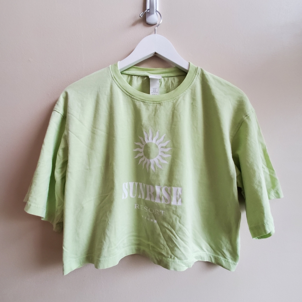 HM cropped T shirt  Mint Green - Medium size